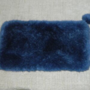Marna‎ Ra Clutch Blue Faux Fur and Black Leather Handbag